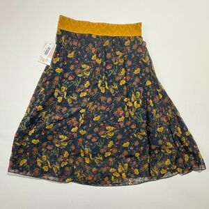 LuLaRoe A-Line Skirt with Mustard and Floral Pattern size XS